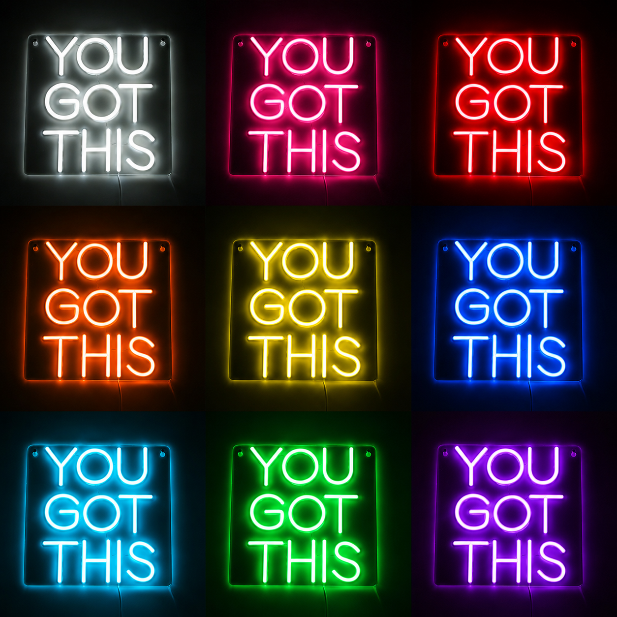 Square Wall Decor LED Neon Sign color grid