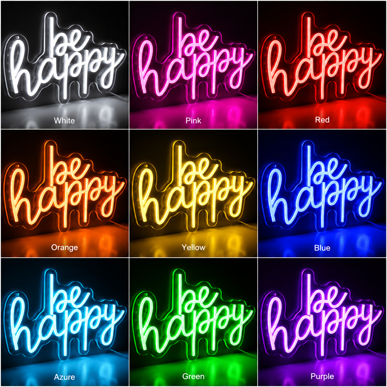 Square Wall Decor LED Neon Sign Home Art color grid