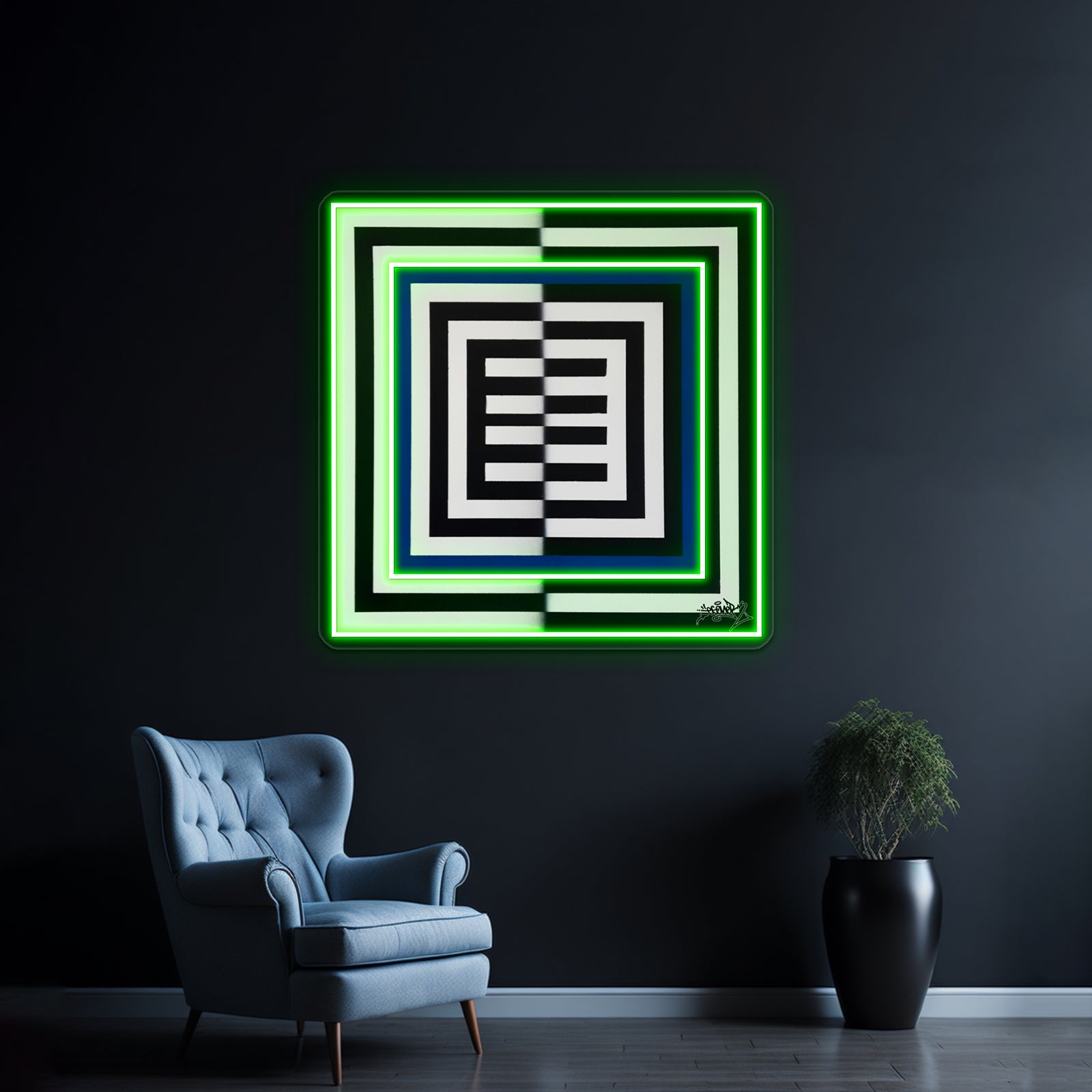 Squares Of Esone Abstract Urban Graffiti Street Style Wall Artwork Neon Signs | Shineneon
