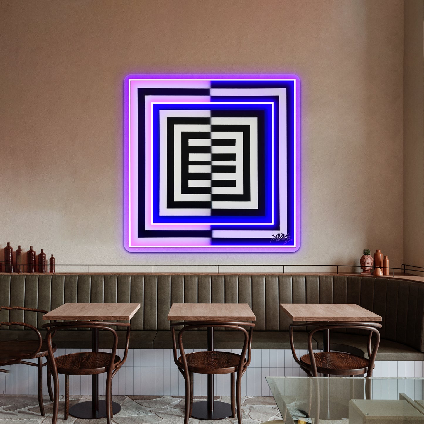 Squares Of Esone Abstract Urban Graffiti Street Style Wall Artwork Neon Signs