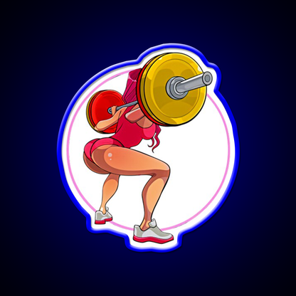 Squat Female Strong Female Strong Girl Gym Fitness Led Neon Sign Rgb Color