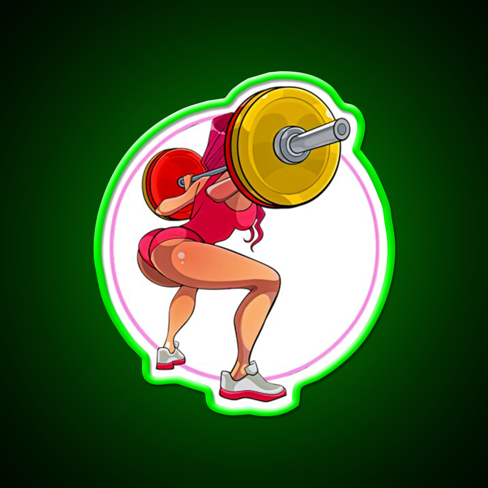 Squat Female Strong Female Strong Girl Gym Fitness Led Neon Sign Rgb Color