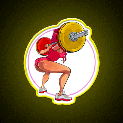 Squat Female Strong Female Strong Girl Gym Fitness Led Neon Sign Rgb Color