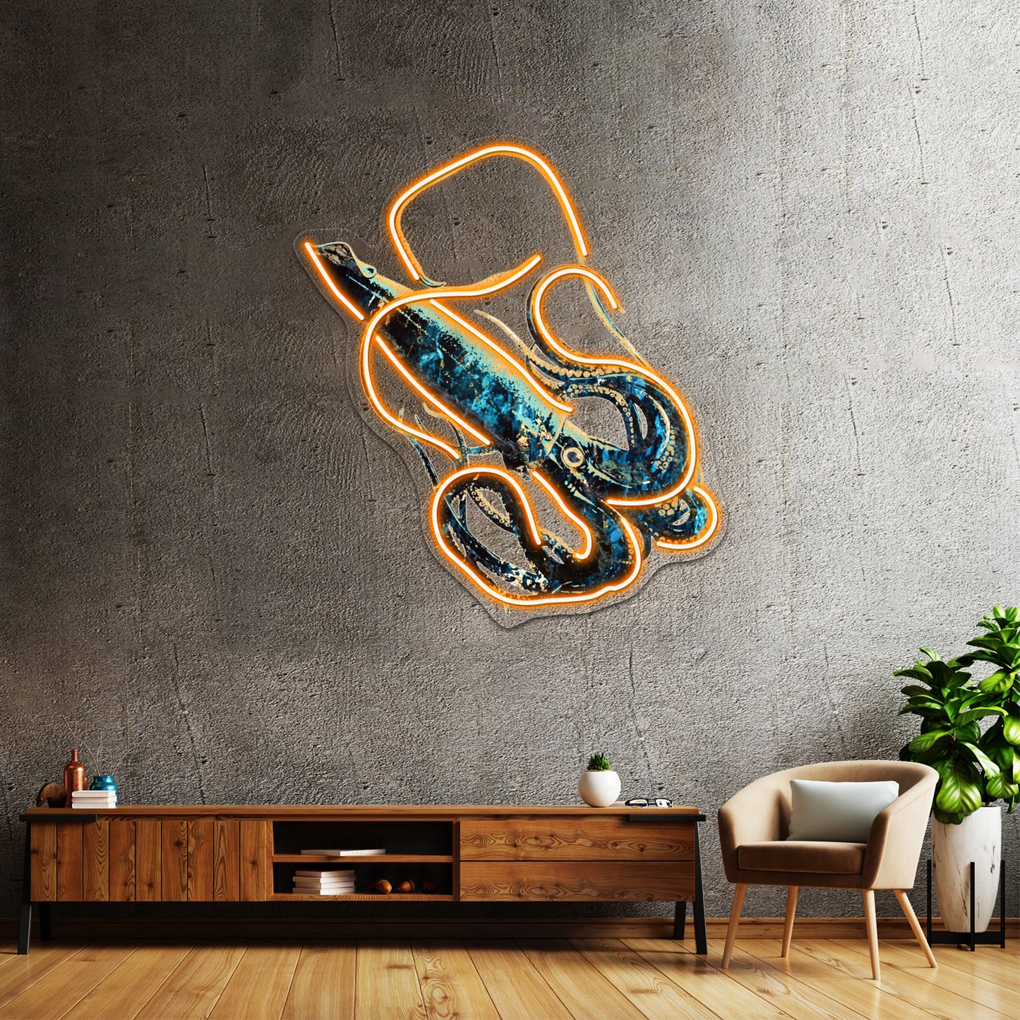 Squid Mysterious Deep Sea Creature Wall Artwork Neon Signs