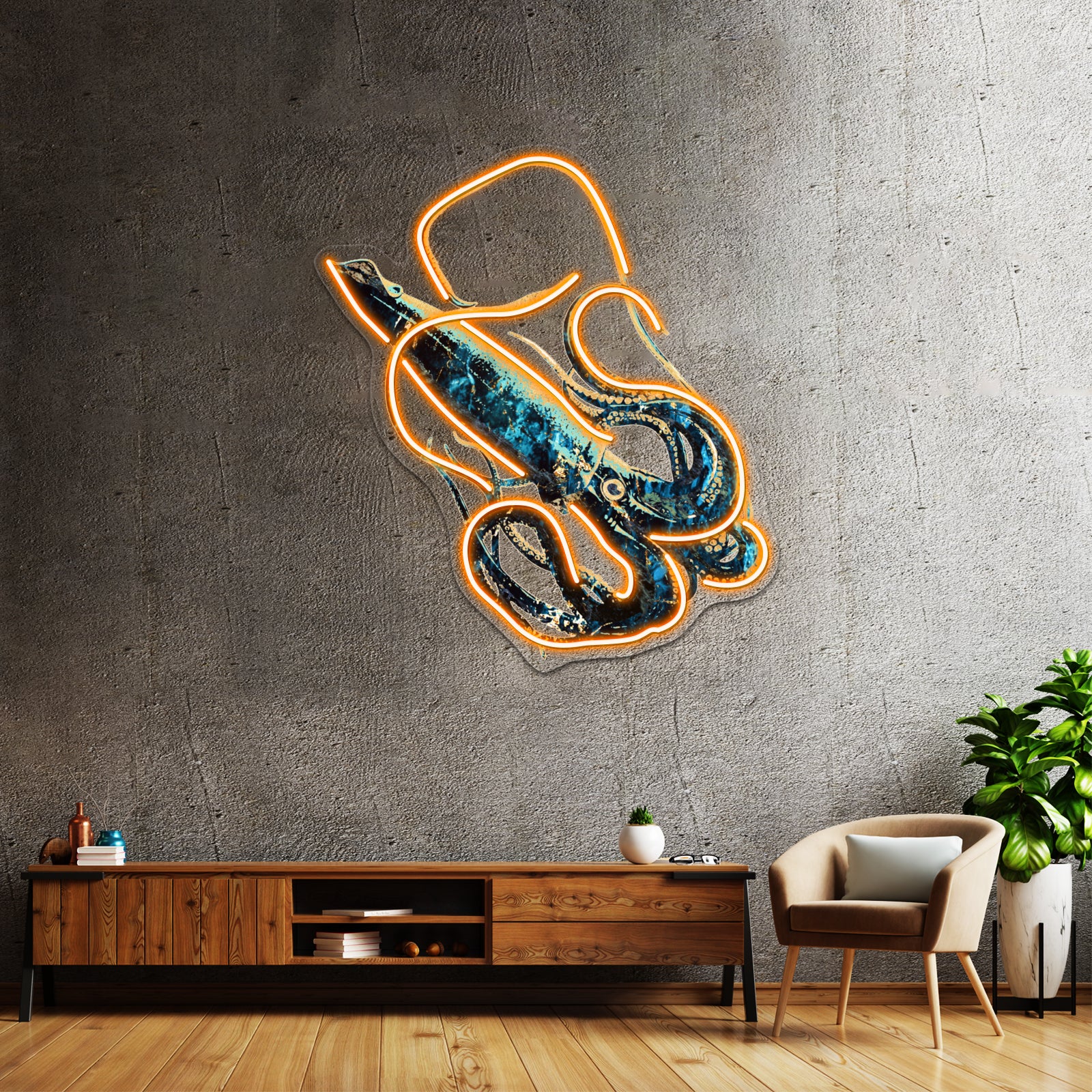 Squid Mysterious Deep Sea Creature Wall Artwork Neon Signs | Shineneon