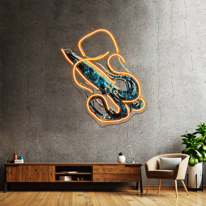 Squid Mysterious Deep Sea Creature Wall Artwork Neon Signs