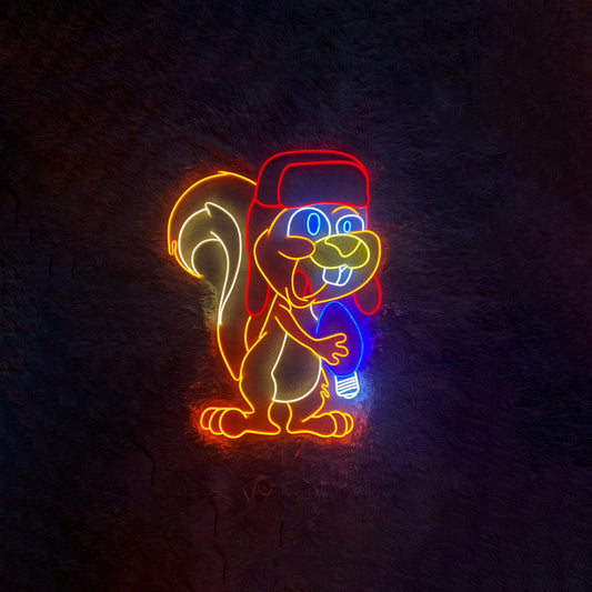 Squirrel Chipmunk Neon Light Animal Kid Zone Led Light