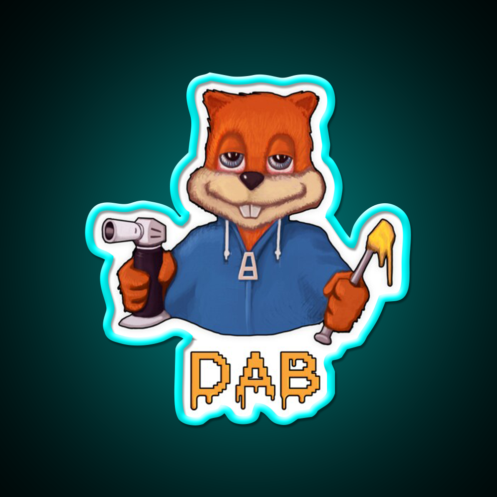 Squirrel Dab Hemp Inspired Green Leaf Led Neon Sign Rgb Color - Size and dimension reference