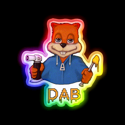 Squirrel Dab Hemp Inspired Green Leaf Led Neon Sign Rgb Color - LED neon sign close-up detail
