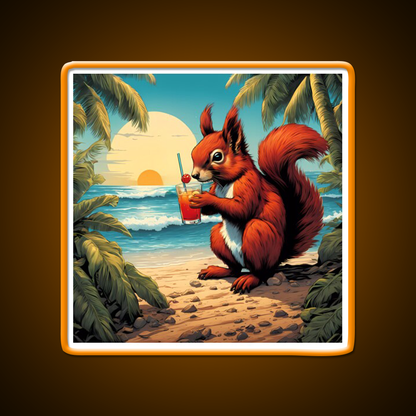 Squirrel On Tropical Beach Drinking Cocktail Bar Decor Led Neon Sign Rgb Color - LED neon sign view 6