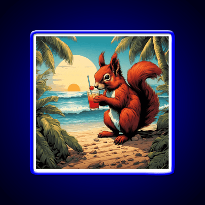 Squirrel On Tropical Beach Drinking Cocktail Bar Decor Led Neon Sign Rgb Color - Shineneon