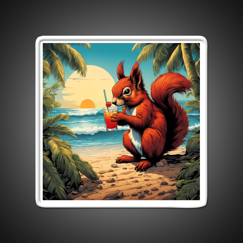 Squirrel On Tropical Beach Drinking Cocktail Bar Decor Led Neon Sign Rgb Color - LED neon sign view 11