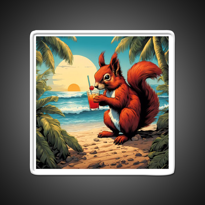 Squirrel On Tropical Beach Drinking Cocktail Bar Decor Led Neon Sign Rgb Color - LED neon sign view 11