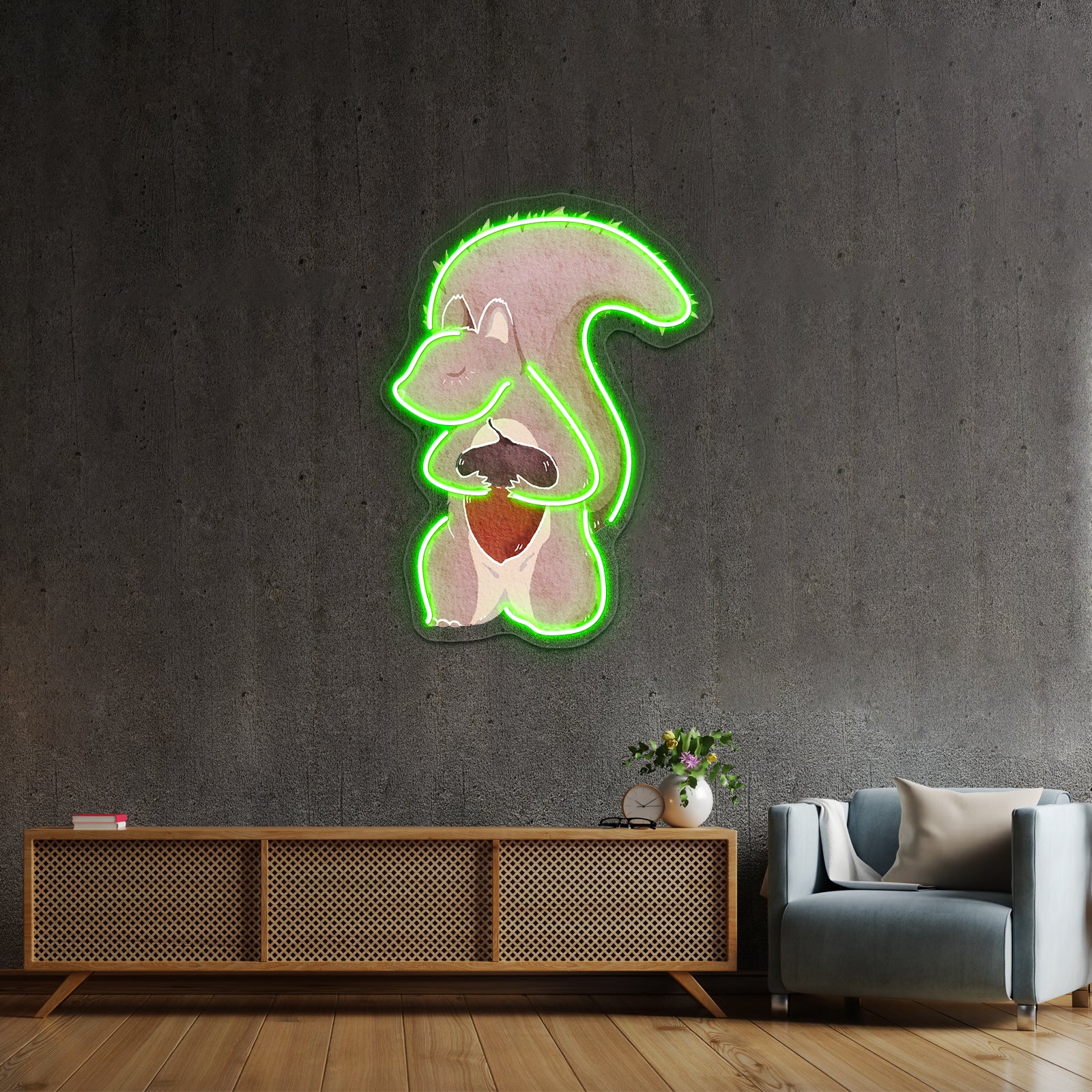 Squirrel With Acorn Artwork Neon Signs | Shineneon
