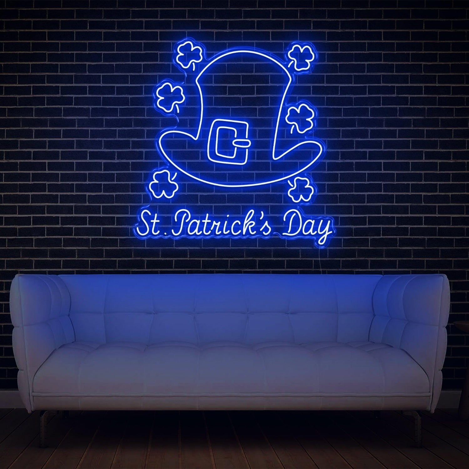 St Patricks Day Clover Hat Orange Led Neon Sign Indoor Decor | Shineneon