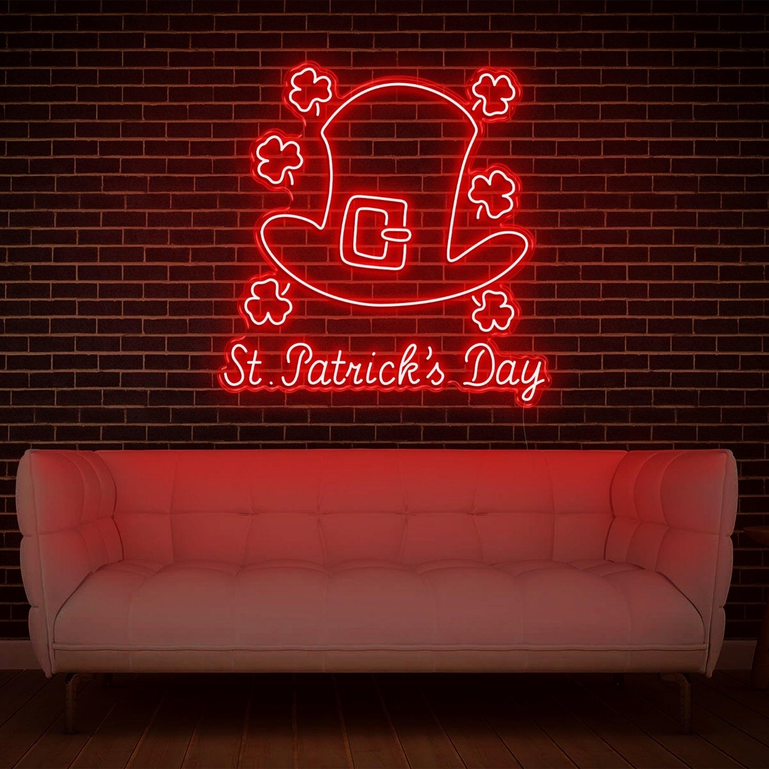 St Patricks Day Clover Hat Orange Led Neon Sign Indoor Decor | Shineneon