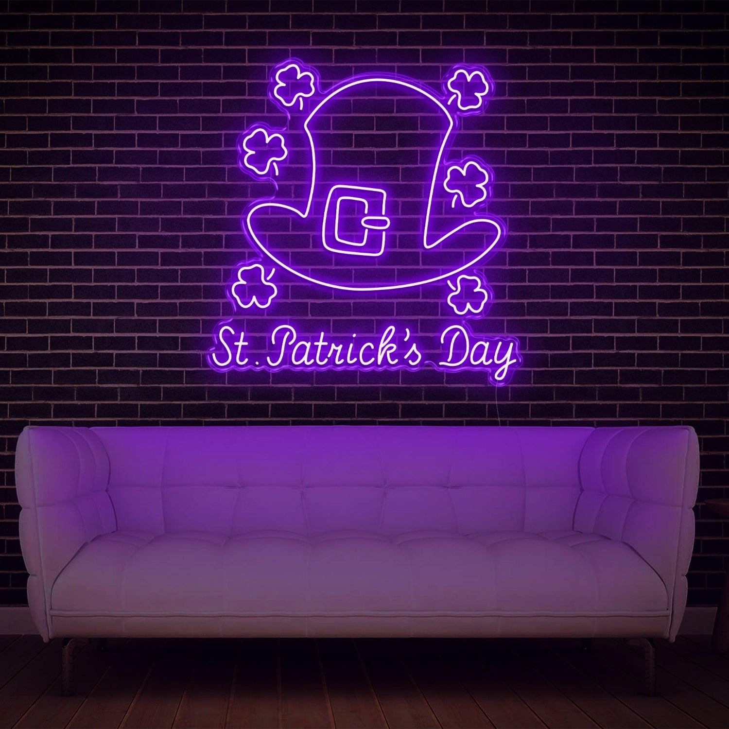 St Patricks Day Clover Hat Orange Led Neon Sign Indoor Decor | Shineneon