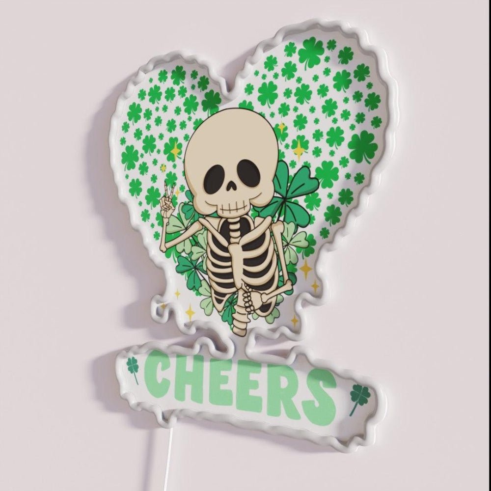 St Patricks Day Lovely Skeleton Cheers Rgb Led Neon Sign - Shineneon