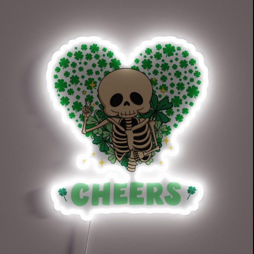 St Patricks Day Lovely Skeleton Cheers Rgb Led Neon Sign - Shineneon