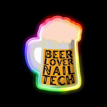 St Patricks Day Nail Tech Beer Lover Nail Salon Led Neon Sign Rgb Color - LED neon sign close-up detail