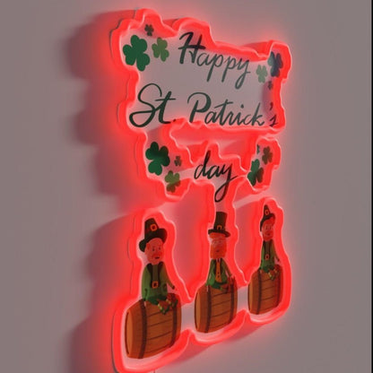 St Patricks Day Triple Irish Barrel Rider Rgb Led Neon Sign - Shineneon
