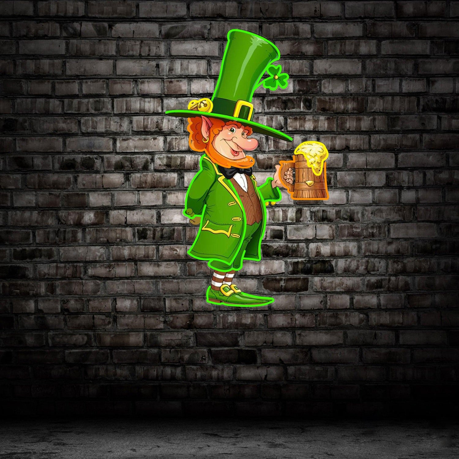 St Patricks Goblin Drinking Beer Uv Printed Led Neon Sign Artwork Irish Pub Indoor Decor | Shineneon