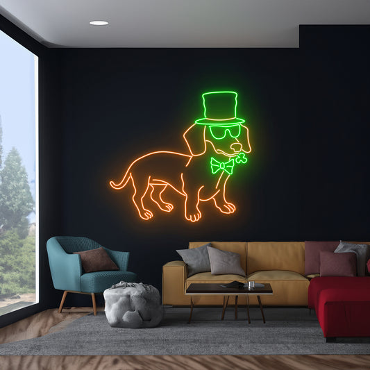 St Patricks Hat Dachshund Neon Sign