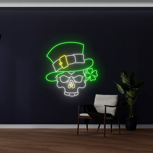 St Patricks Hat Skull Neon Sign