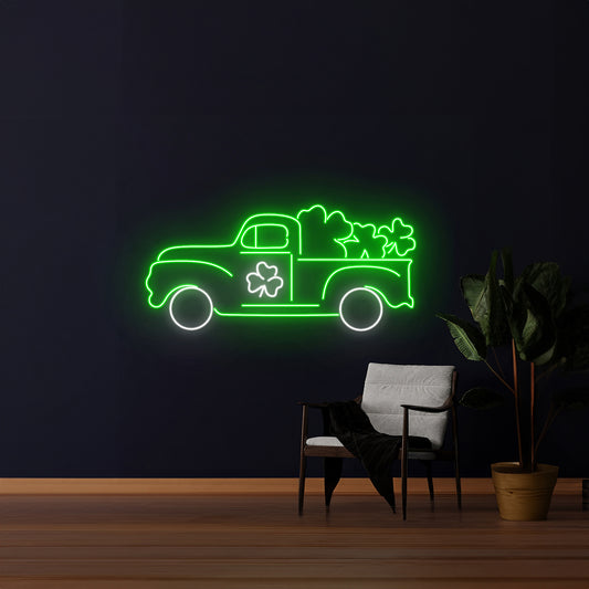 St Patricks Truck Neon Sign Shamrock Truck Neon Light