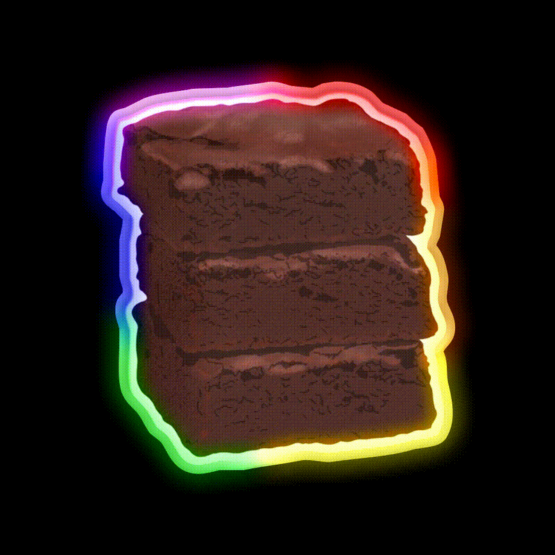 Stack Of Brownies Snack Food Led Neon Sign For Snack Room Rgb Color - LED neon sign close-up detail