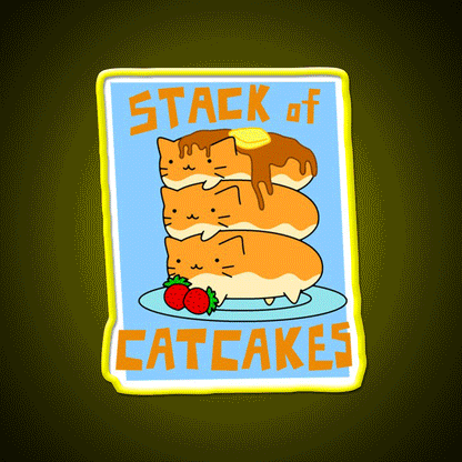 Stack Of Cat Cakes Led Neon Sign Chinese Food Rgb Color - Custom LED neon sign front view