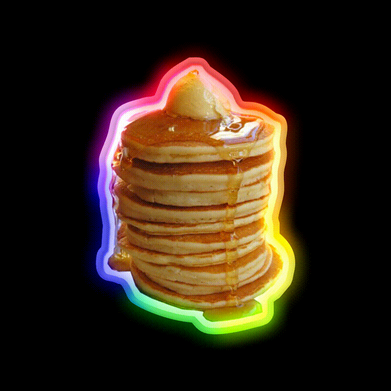 Stack Of Pancakes Snack Food Led Neon Sign Rgb Color - LED neon sign close-up detail