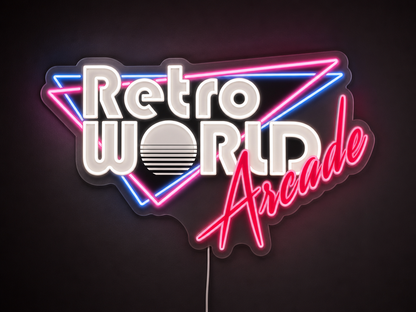 Retro WORLD Arcade Custom LED Neon Sign (LED preview)