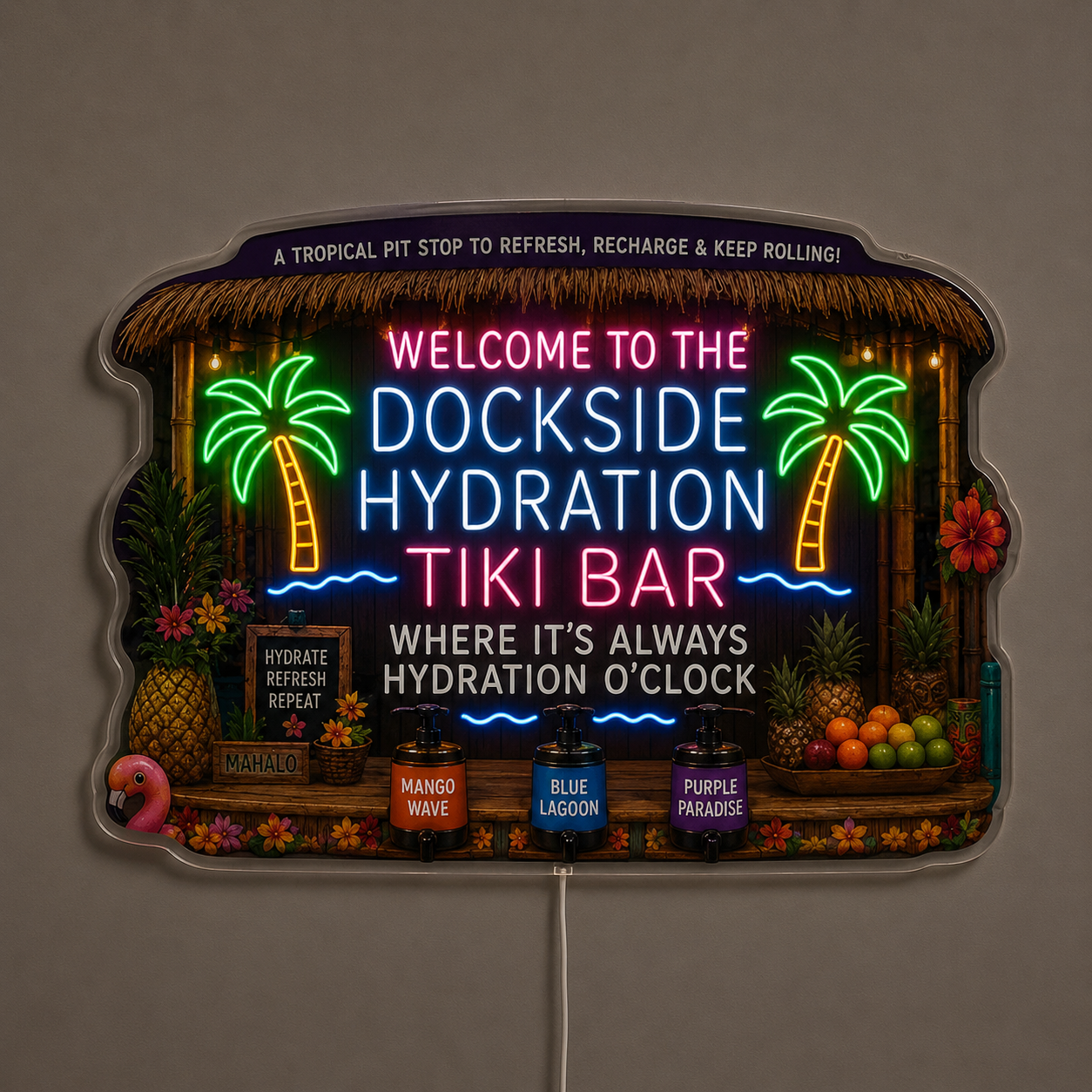 DOCKSIDE HYDRATION TIKI Custom LED Neon Sign (LED preview)