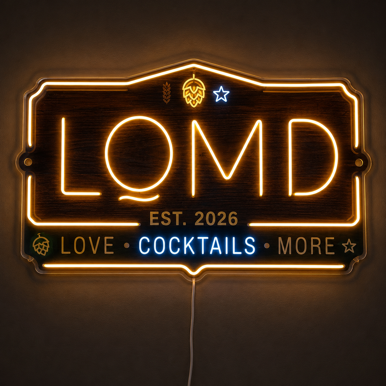 LOMD EST. 2026 LOVE COCKTAILS MORE Custom LED Neon Sign (LED preview)