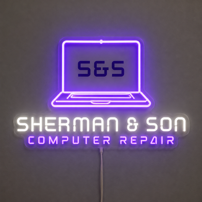 SHERMAN & SON COMPUTER REPAIR Custom LED Neon Sign (LED preview)
