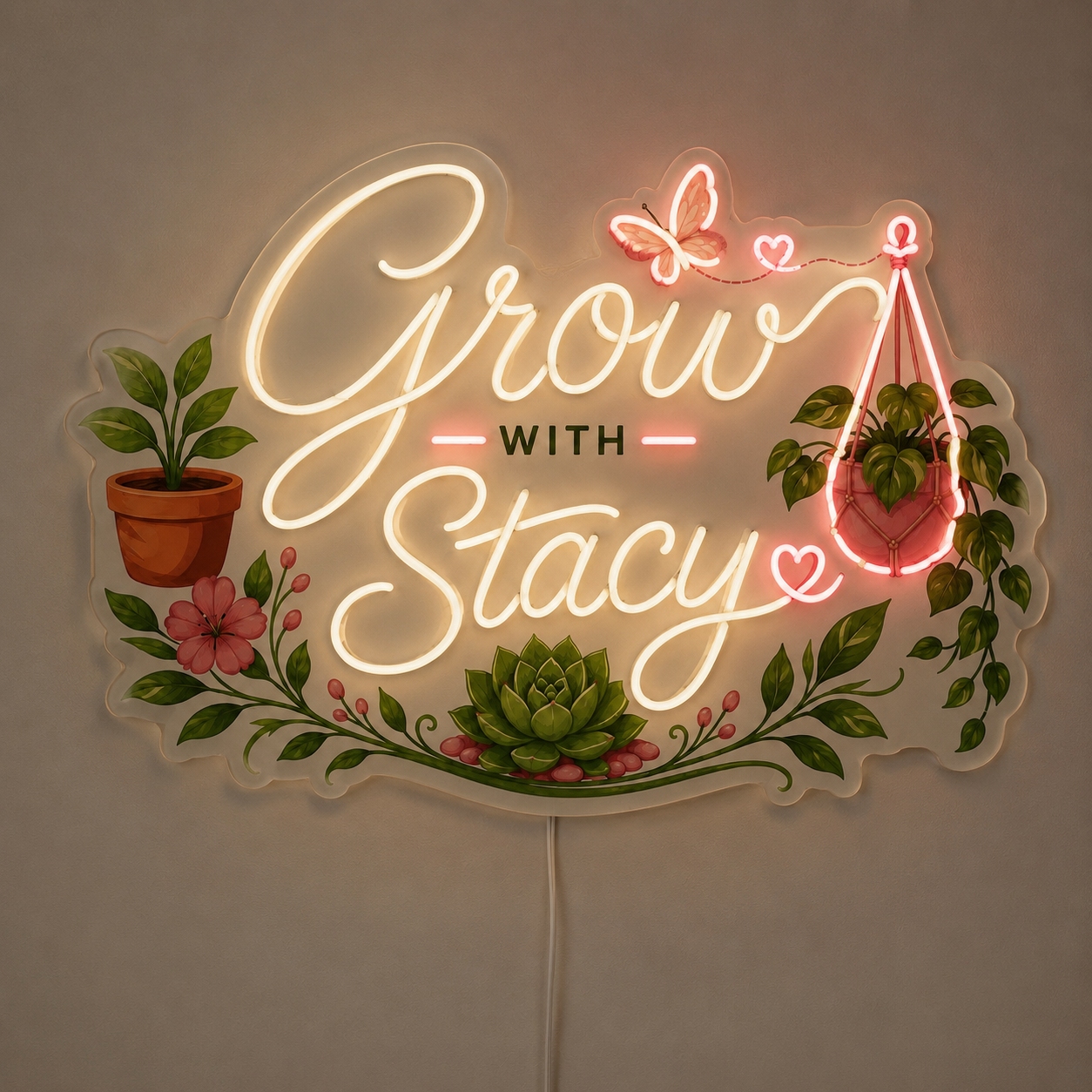 Grow WITH Stacy Custom LED Neon Sign (LED preview)