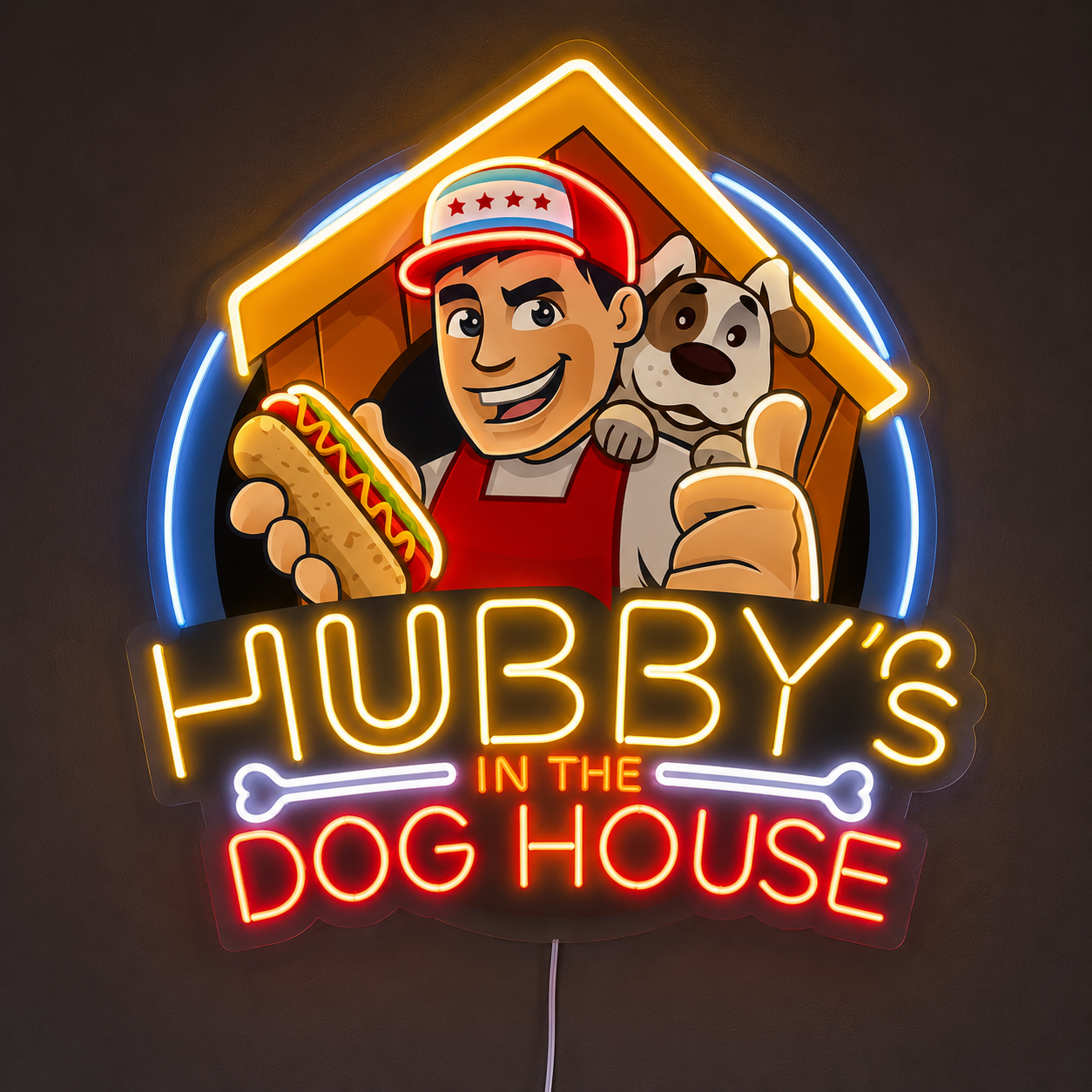 HUBBY'S IN THE DOG HOUSE Custom LED Neon Sign (LED preview)