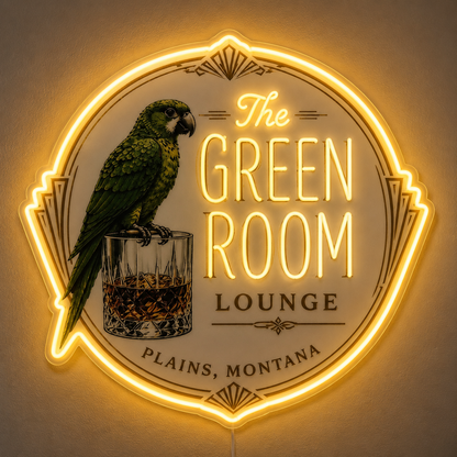 The GREEN ROOM LOUNGE Custom LED Neon Sign (LED preview)