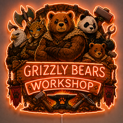 GRIZZLY BEARS WORKSHOP Custom LED Neon Sign (LED preview)