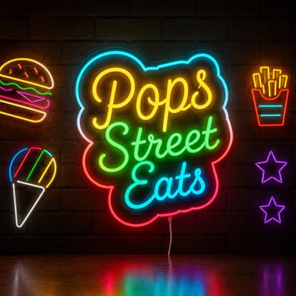 Pops Street Eats Custom LED Neon Sign (LED preview)
