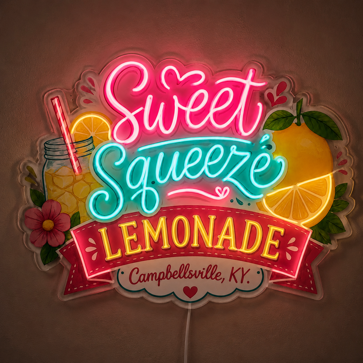 Sweet Squeeze Lemonade Custom LED Neon Sign (LED preview)