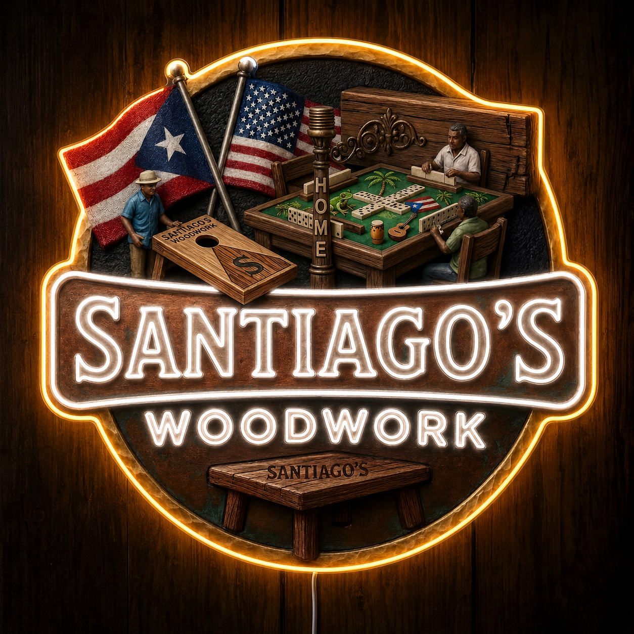 SANTIAGO'S WOODWORK Custom LED Neon Sign (LED preview)