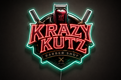KRAZY KUTZ BARBER SHOP Custom LED Neon Sign (LED preview)
