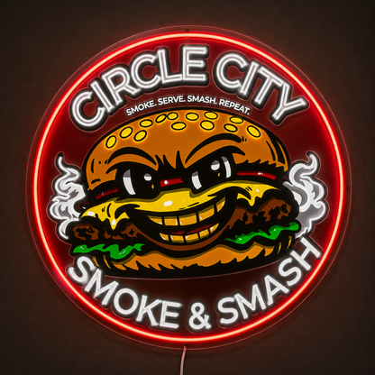 CIRCLE CITY SMOKE & SMASH Custom LED Neon Sign (LED preview)