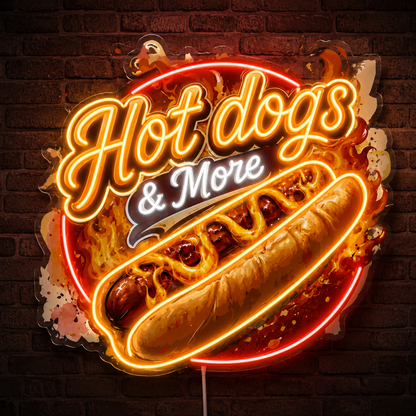 Hot dogs & More Custom LED Neon Sign (LED preview)