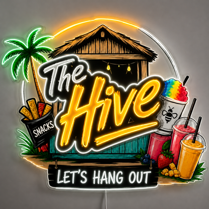 The Hive LET'S HANG OUT SNACKS Custom LED Neon Sign (LED preview)