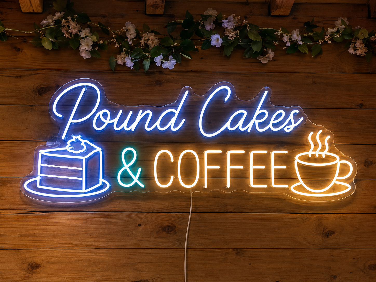 Pound Cakes & COFFEE Custom LED Neon Sign (LED preview)