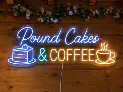Pound Cakes & COFFEE Custom LED Neon Sign (LED preview)