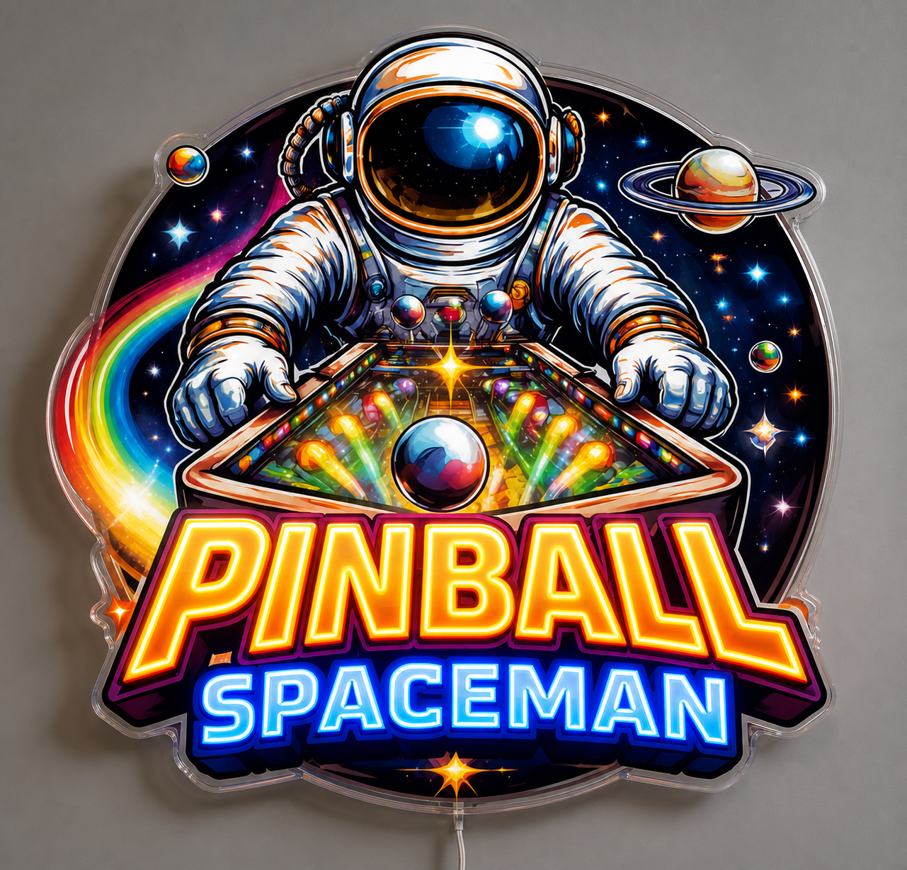 PINBALL SPACEMAN Custom LED Neon Sign (LED preview)